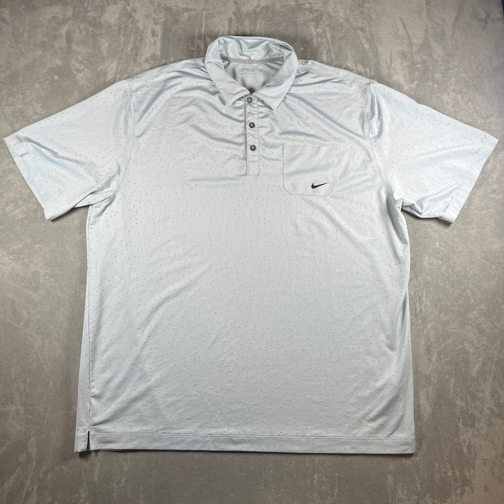 Nike Golf Dri-FIT Polo Shirt Mens XXL Light Blue Textured Pocket 400835-465